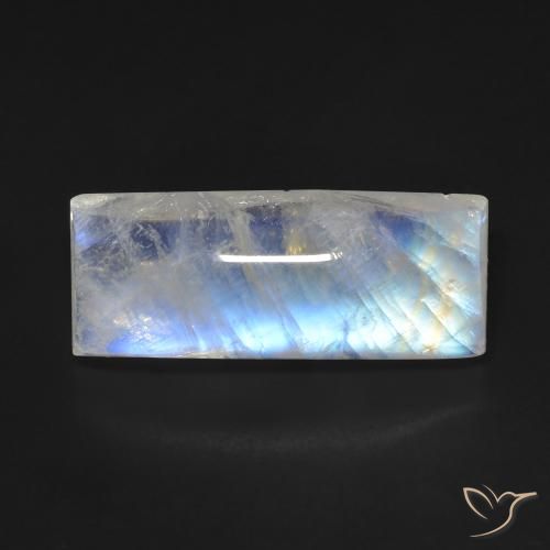 11.09ct Натуральный Голубовато-белый Радужный лунный камень, Огранка Багет, Прозрачный