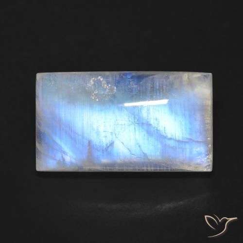11.68ct Натуральный Голубовато-белый Радужный лунный камень, Огранка Багет, Прозрачный