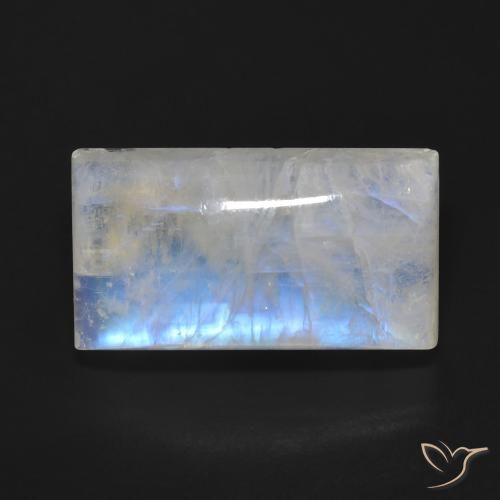 15.37ct Натуральный Голубовато-белый Радужный лунный камень, Огранка Багет, Прозрачный