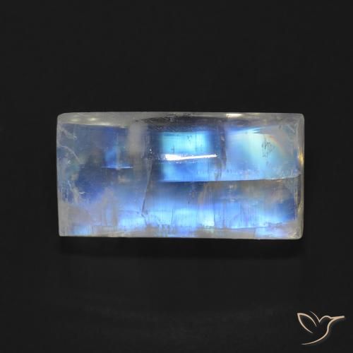 7.06ct Натуральный Голубовато-белый Радужный лунный камень, Огранка Багет, Прозрачный