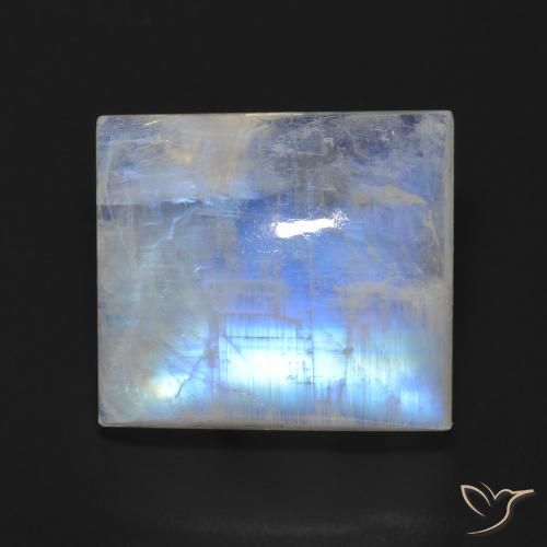 13.64ct Натуральный Голубовато-белый Радужный лунный камень, Огранка Багет, Прозрачный