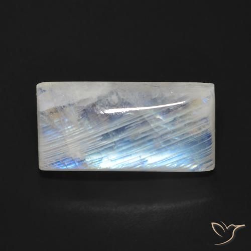 9.27ct Натуральный Голубовато-белый Радужный лунный камень, Огранка Багет, Прозрачный
