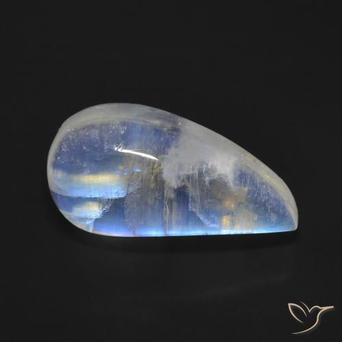 10.59ct Натуральный Голубовато-белый Радужный лунный камень, причудливая, Прозрачный