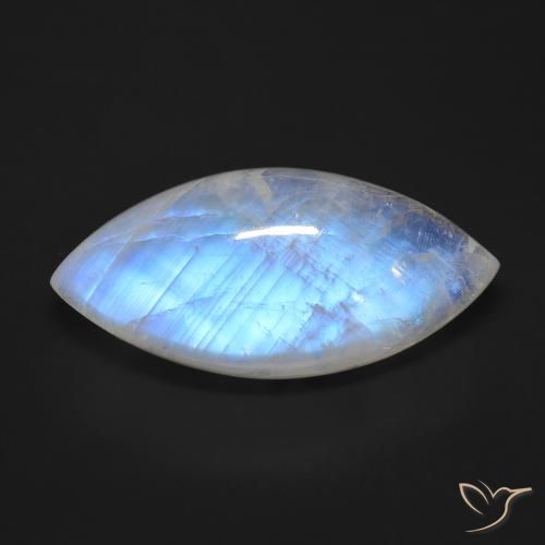 24.44ct Натуральный Голубовато-белый Радужный лунный камень, Маркиза, Прозрачный