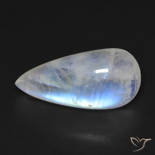 8.48ct Натуральный Голубовато-белый Радужный лунный камень, Форма груши, Прозрачный