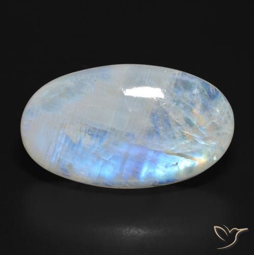 37.92ct Натуральный Голубовато-белый Радужный лунный камень, Овал, Полупрозрачный