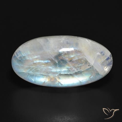 26.98ct Натуральный Голубовато-белый Радужный лунный камень, Овал, Полупрозрачный