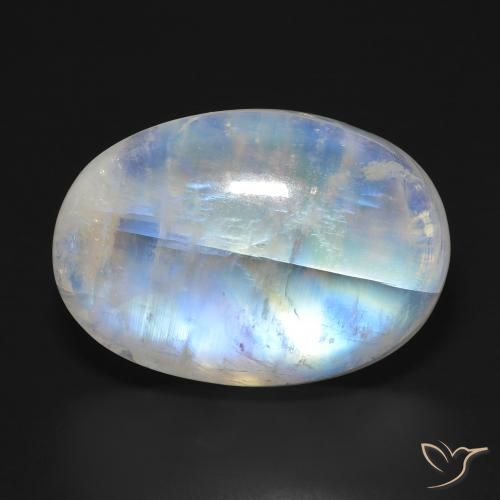 33.97ct Натуральный Голубовато-белый Радужный лунный камень, Овал, Полупрозрачный