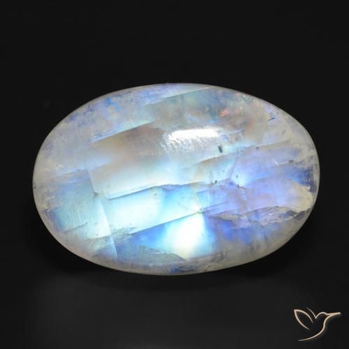 19.90ct Натуральный Голубовато-белый Радужный лунный камень, Овал, Полупрозрачный