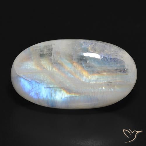 32.92ct Натуральный Голубовато-белый Радужный лунный камень, Овал, Полупрозрачный