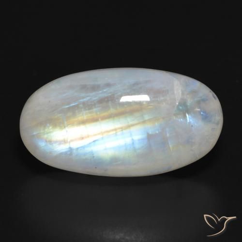 19.45ct Натуральный Голубовато-белый Радужный лунный камень, Овал, Полупрозрачный