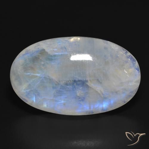 33.87ct Натуральный Голубовато-белый Радужный лунный камень, Овал, Полупрозрачный