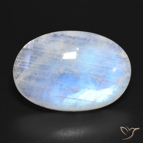 16.62ct Натуральный Голубовато-белый Радужный лунный камень, Овал, Полупрозрачный