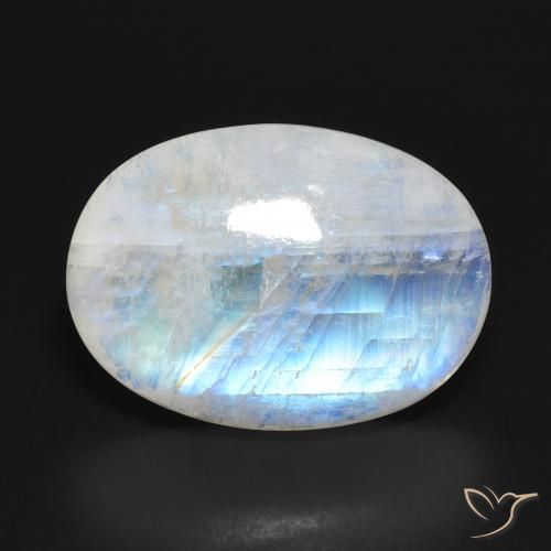 13.54ct Натуральный Голубовато-белый Радужный лунный камень, Овал, Полупрозрачный