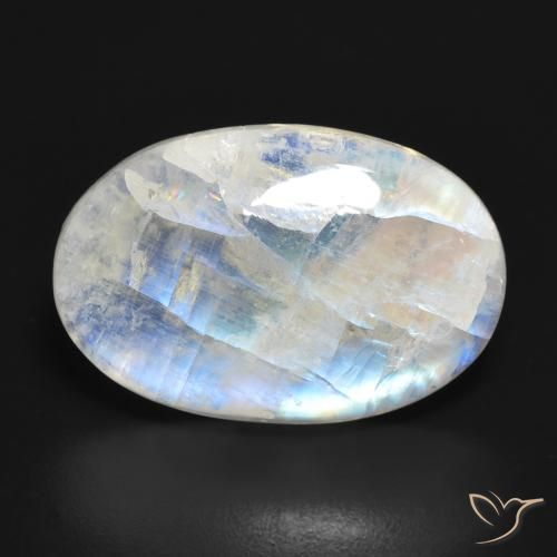 19.59ct Натуральный Голубовато-белый Радужный лунный камень, Овал, Полупрозрачный