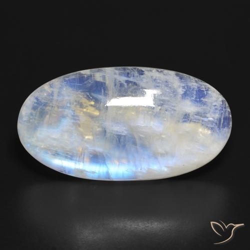 34.30ct Натуральный Голубовато-белый Радужный лунный камень, Овал, Прозрачный