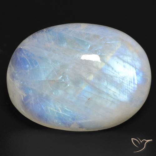 30.84ct Натуральный Голубовато-белый Радужный лунный камень, Овал, Полупрозрачный