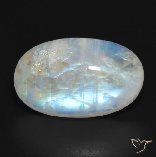 11.54ct Натуральный Голубовато-белый Радужный лунный камень, Овал, Полупрозрачный