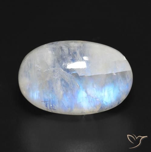 11.83ct Натуральный Голубовато-белый Радужный лунный камень, Овал, Полупрозрачный