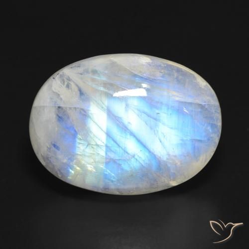 15.90ct Натуральный Голубовато-белый Радужный лунный камень, Овал, Полупрозрачный