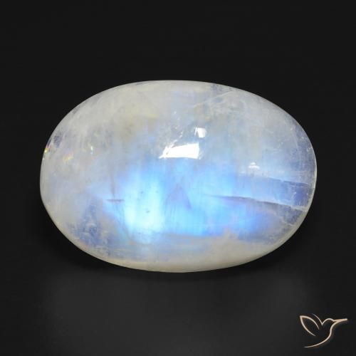 20.99ct Натуральный Голубовато-белый Радужный лунный камень, Овал, Прозрачный