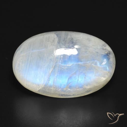16.32ct Натуральный Голубовато-белый Радужный лунный камень, Овал, Полупрозрачный