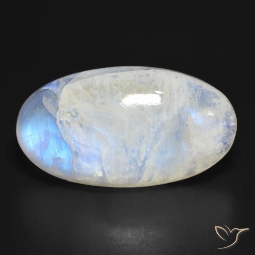 39.99ct Натуральный Голубовато-белый Радужный лунный камень, Овал, Полупрозрачный