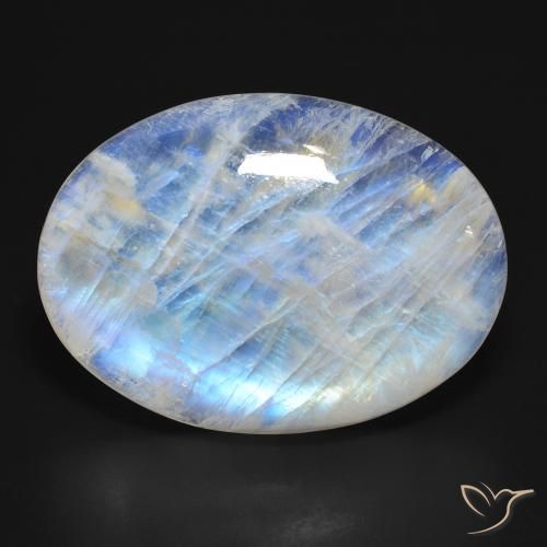 45.90ct Натуральный Голубовато-белый Радужный лунный камень, Овал, Полупрозрачный