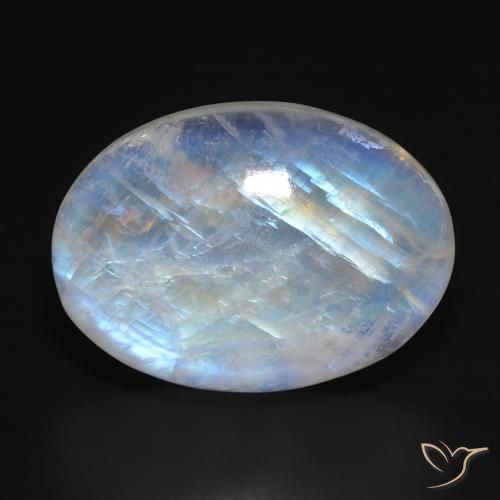 31.82ct Натуральный Голубовато-белый Радужный лунный камень, Овал, Полупрозрачный
