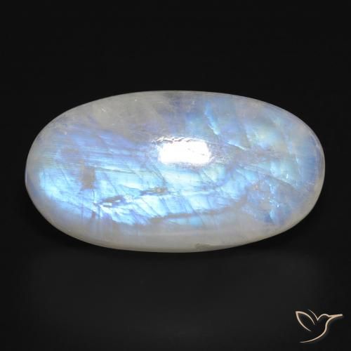 28.13ct Натуральный Голубовато-белый Радужный лунный камень, Овал, Полупрозрачный