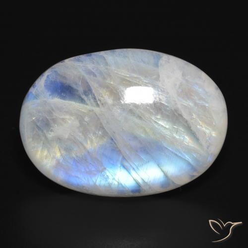 29.81ct Натуральный Голубовато-белый Радужный лунный камень, Овал, Полупрозрачный, Photo A