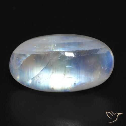 12.55ct Натуральный Голубовато-белый Радужный лунный камень, Овал, Полупрозрачный