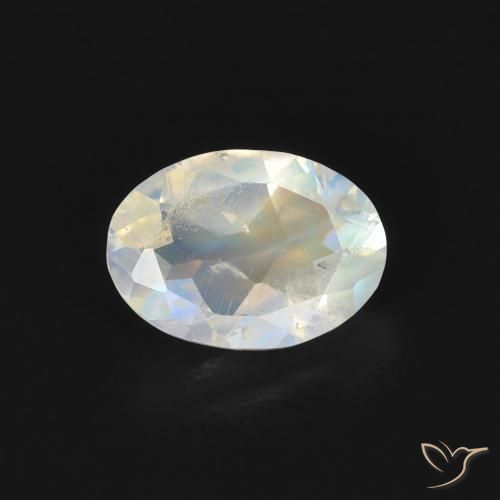 0.72ct Натуральный Голубовато-белый Радужный лунный камень, Овал, Прозрачный