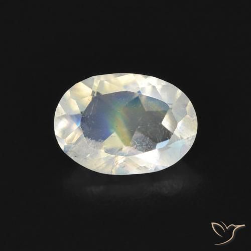 0.67ct Натуральный Голубовато-белый Радужный лунный камень, Овал, Прозрачный