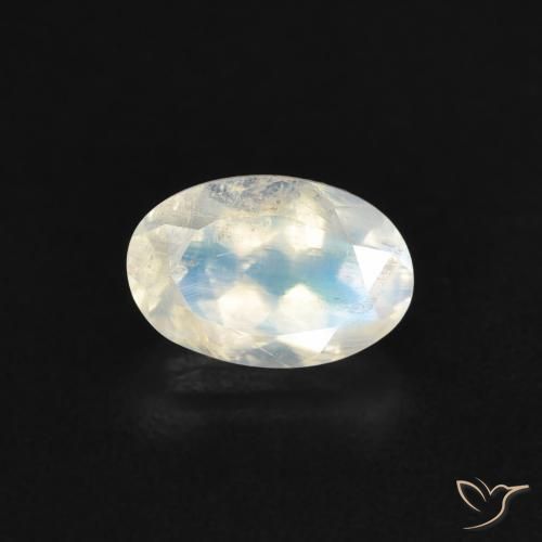 0.54ct Натуральный Голубовато-белый Радужный лунный камень, Овал, Прозрачный