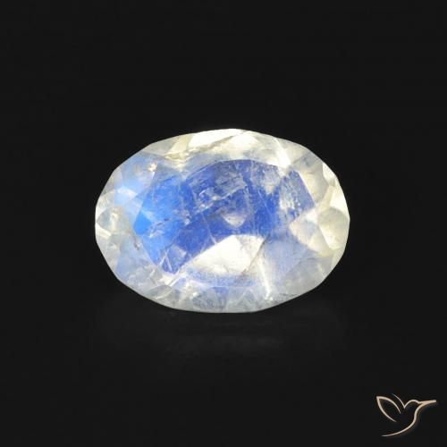 0.74ct Натуральный Голубовато-белый Радужный лунный камень, Овал, Прозрачный