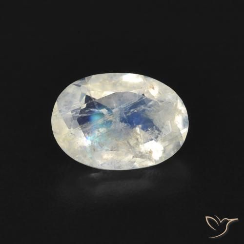 0.69ct Натуральный Голубовато-белый Радужный лунный камень, Овал, Прозрачный
