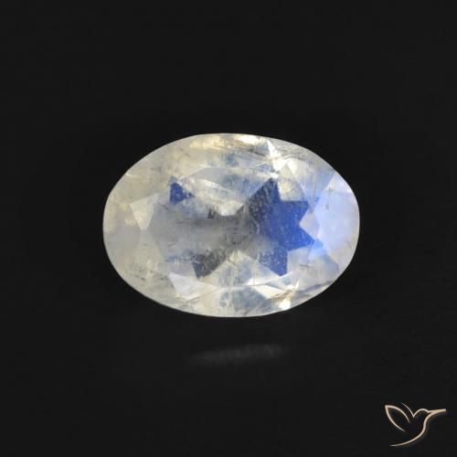0.77ct Натуральный Голубовато-белый Радужный лунный камень, Овал, Прозрачный