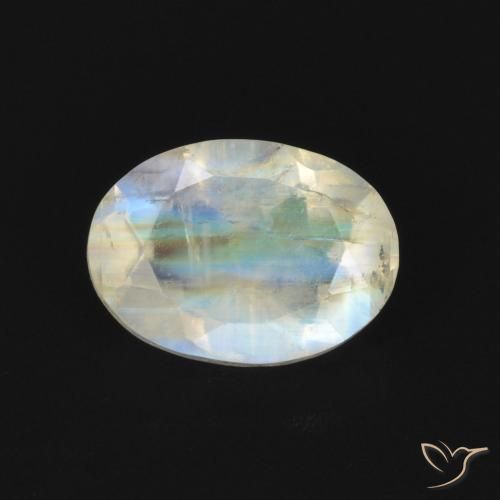 0.85ct Натуральный Голубовато-белый Радужный лунный камень, Овал, Прозрачный
