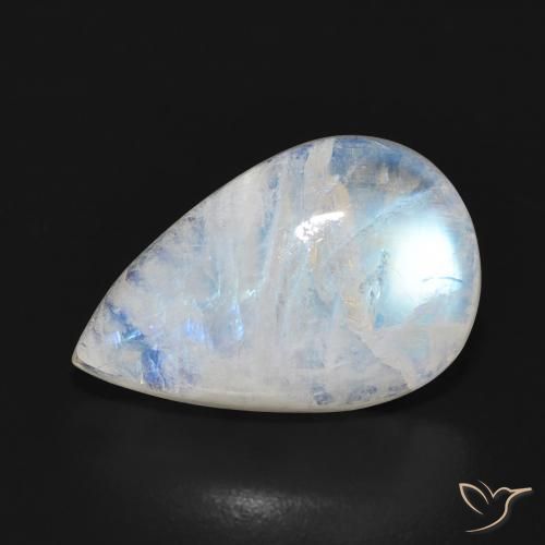 7.16ct Натуральный Голубовато-белый Радужный лунный камень, Форма груши, Полупрозрачный
