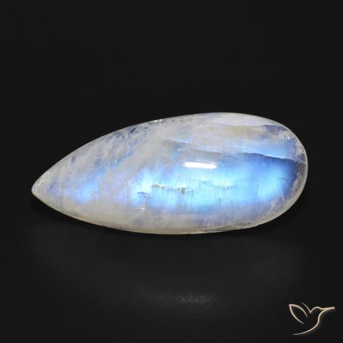 15.24ct Натуральный Голубовато-белый Радужный лунный камень, Форма груши, Полупрозрачный