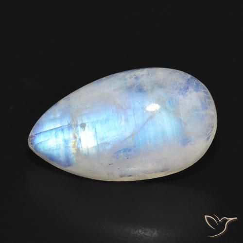 11.38ct Натуральный Голубовато-белый Радужный лунный камень, Форма груши, Полупрозрачный