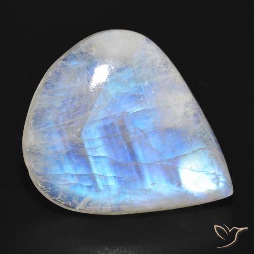 28.06ct Натуральный Голубовато-белый Радужный лунный камень, Форма груши, Полупрозрачный