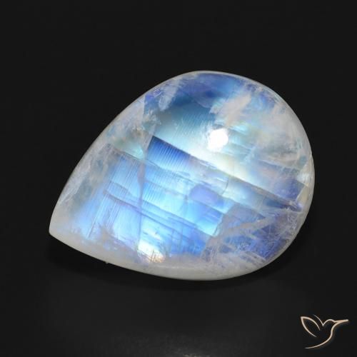 13.00ct Натуральный Голубовато-белый Радужный лунный камень, Форма груши, Полупрозрачный