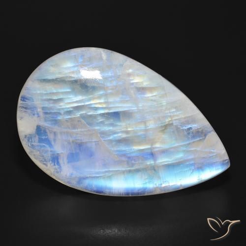 47.73ct Натуральный Голубовато-белый Радужный лунный камень, Форма груши, Полупрозрачный
