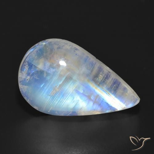 13.93ct Натуральный Голубовато-белый Радужный лунный камень, Форма груши, Полупрозрачный
