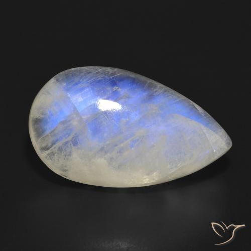 21.02ct Натуральный Голубовато-белый Радужный лунный камень, Форма груши, Полупрозрачный