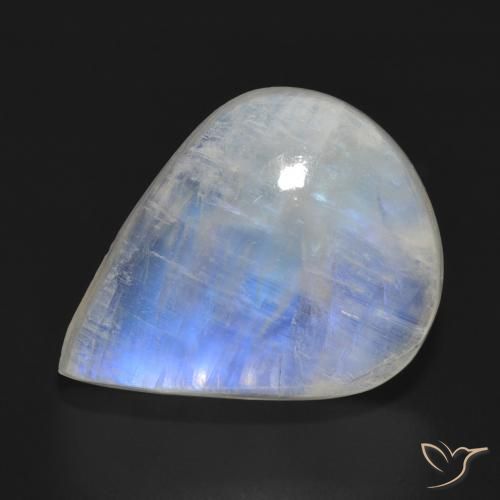 15.29ct Натуральный Голубовато-белый Радужный лунный камень, Форма груши, Полупрозрачный