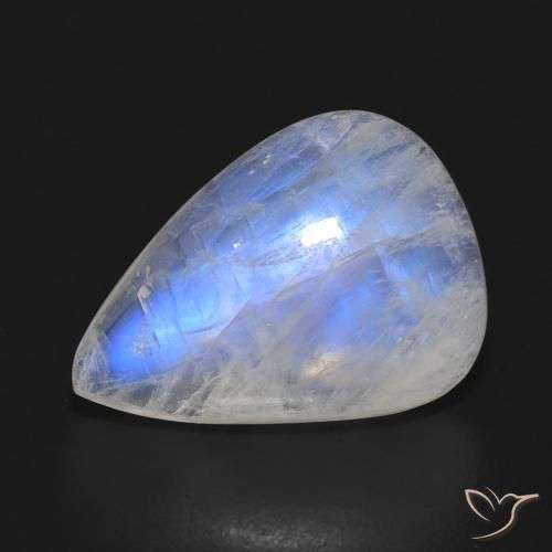 10.21ct Натуральный Голубовато-белый Радужный лунный камень, Форма груши, Полупрозрачный
