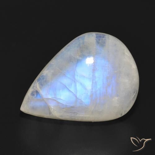 12.69ct Натуральный Голубовато-белый Радужный лунный камень, Форма груши, Полупрозрачный
